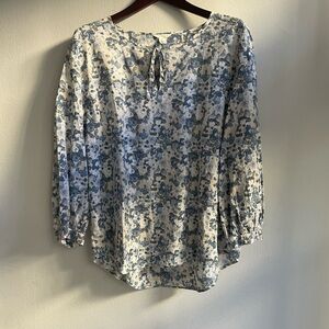 Caslon Blue and White Floral Blouse